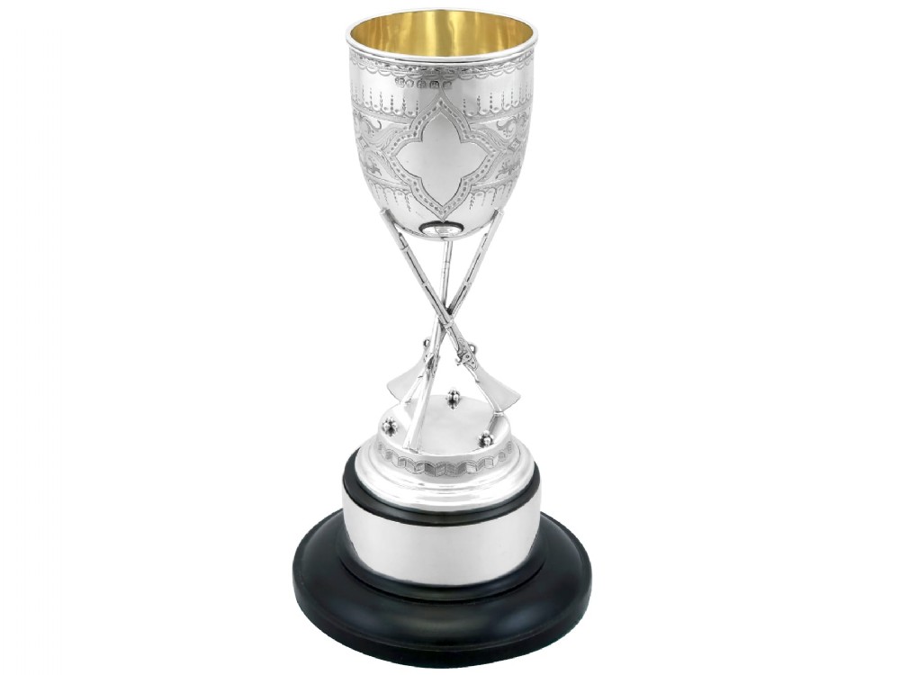 Antique Victorian Sterling Silver Rifle Presentation Cup (1868)