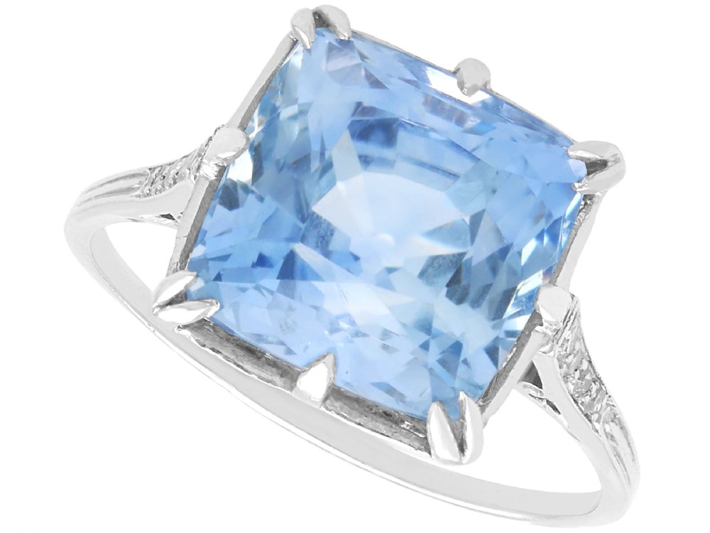 Antique 8.80ct Madagascan Sapphire and Diamond, Platinum Ring Circa 1935