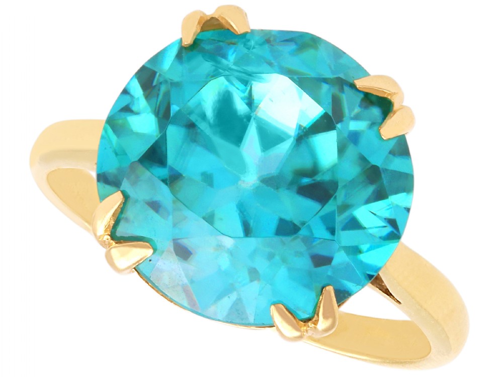 Antique 10.90ct High Zircon and 18ct Yellow Gold Solitaire Ring Circa 1910