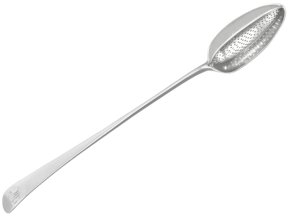 Antique George III York Sterling Silver Old English Pattern Gravy Straining Spoon (1790)