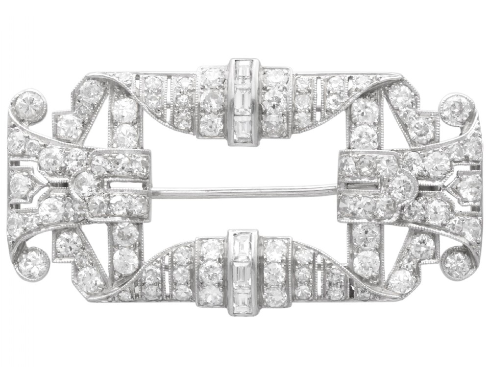 Antique Art Deco 4.28ct Diamond and Platinum Brooch Circa 1930