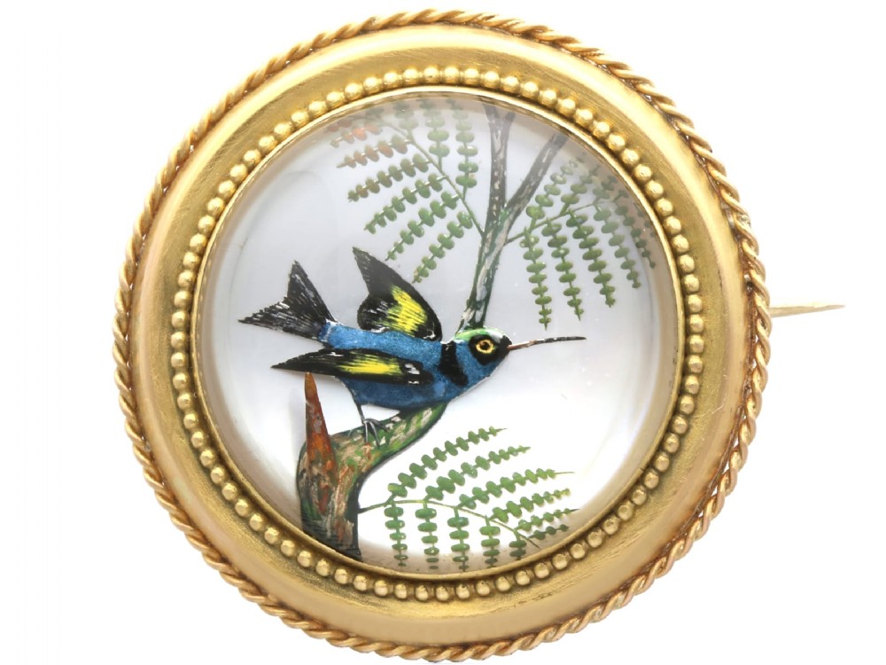 Antique Essex Crystal and 18ct Yellow Gold Brooch Circa 1880