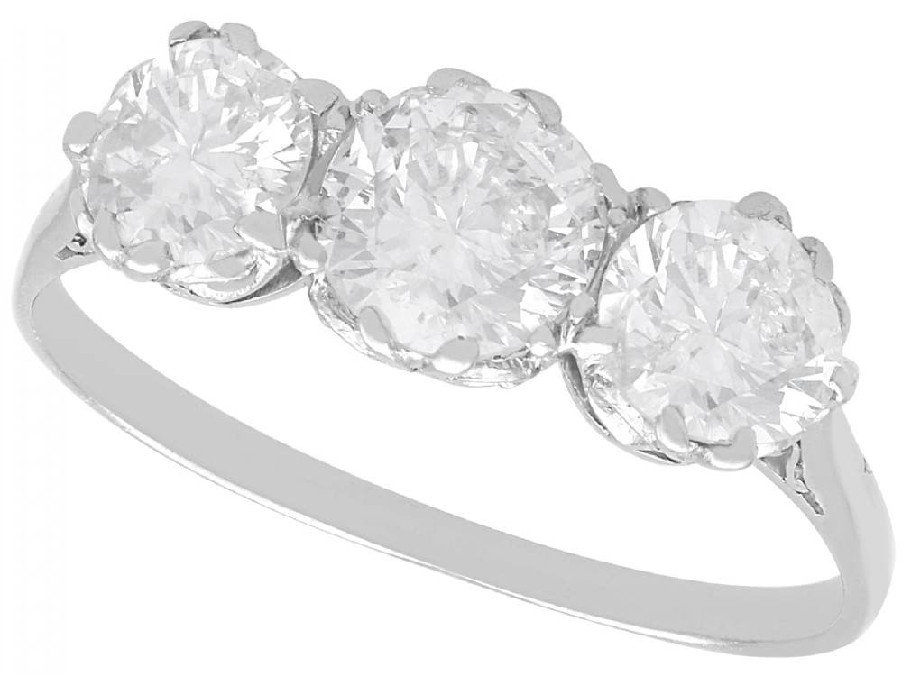 Antique 2.17ct Diamond and Platinum Trilogy Ring Circa 1925