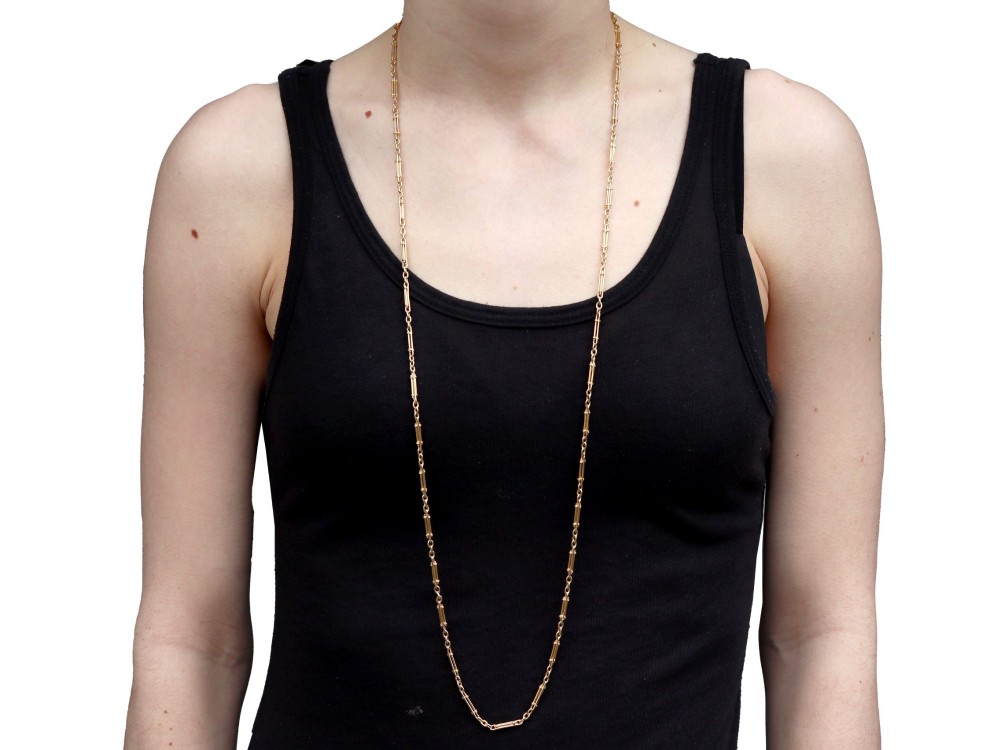 Antique Victorian 18ct Yellow Gold Chain Necklace Circa 1880 View XI