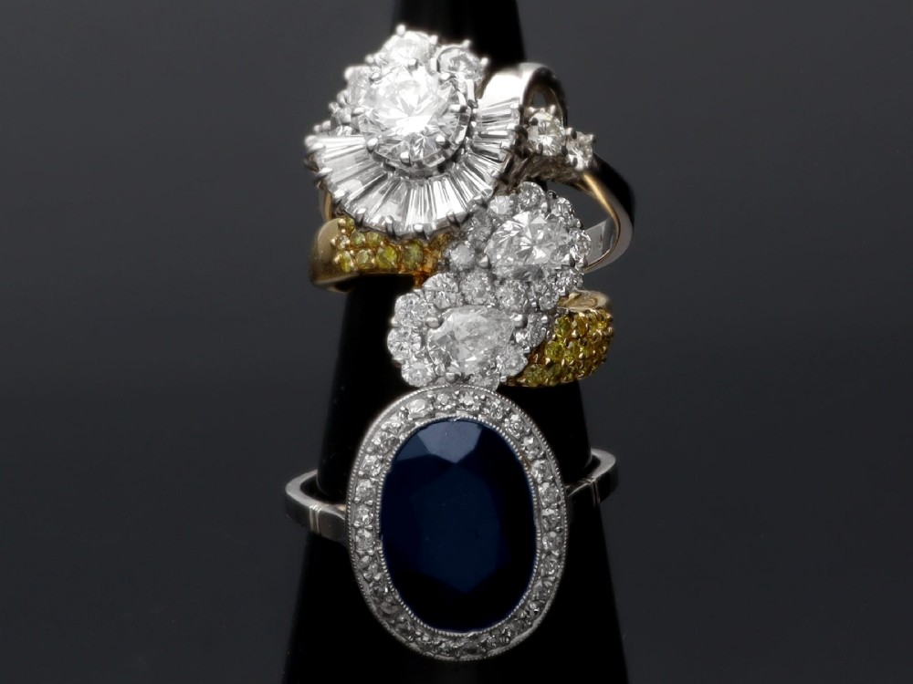 Antique French 6.20ct Sapphire and 0.43ct Diamond Platinum Cluster Ring Circa 1920 View VI
