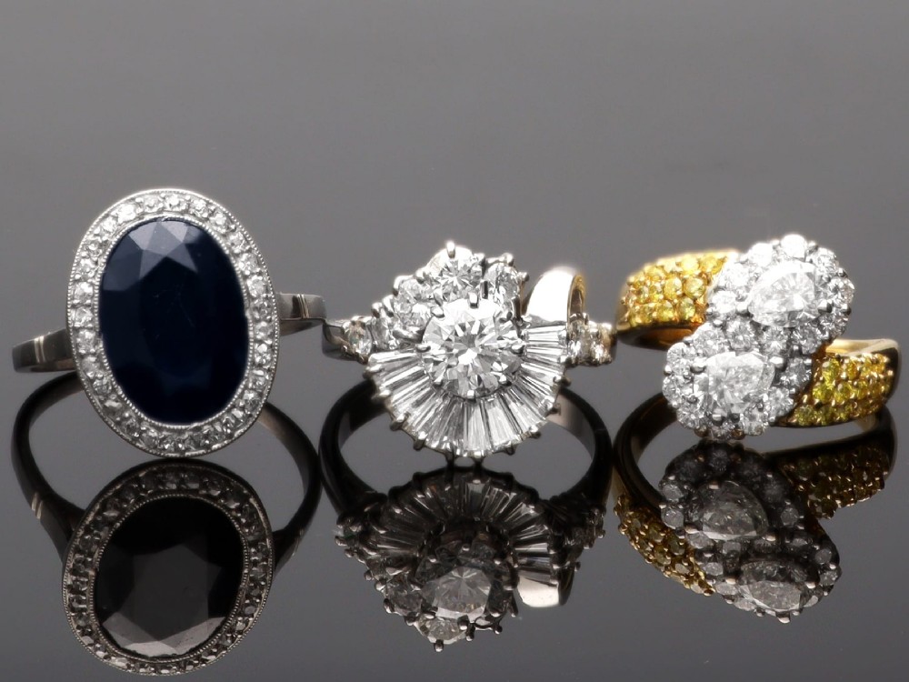 Antique French 6.20ct Sapphire and 0.43ct Diamond Platinum Cluster Ring Circa 1920 View VII