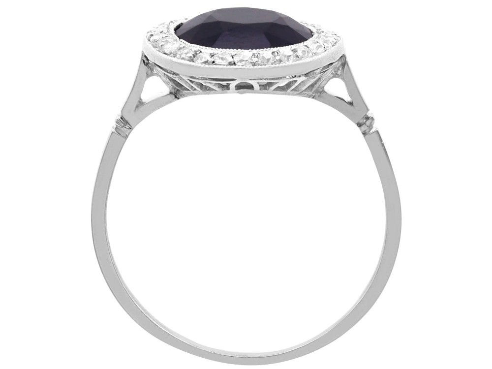 Antique French 6.20ct Sapphire and 0.43ct Diamond Platinum Cluster Ring Circa 1920 View X