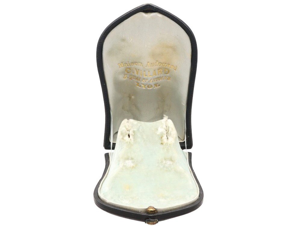 A pair of late Victorian 22ct yellow gold drop earrings featuring hand-carved hardstone cameo profile portraits and small seed pearls. View XI