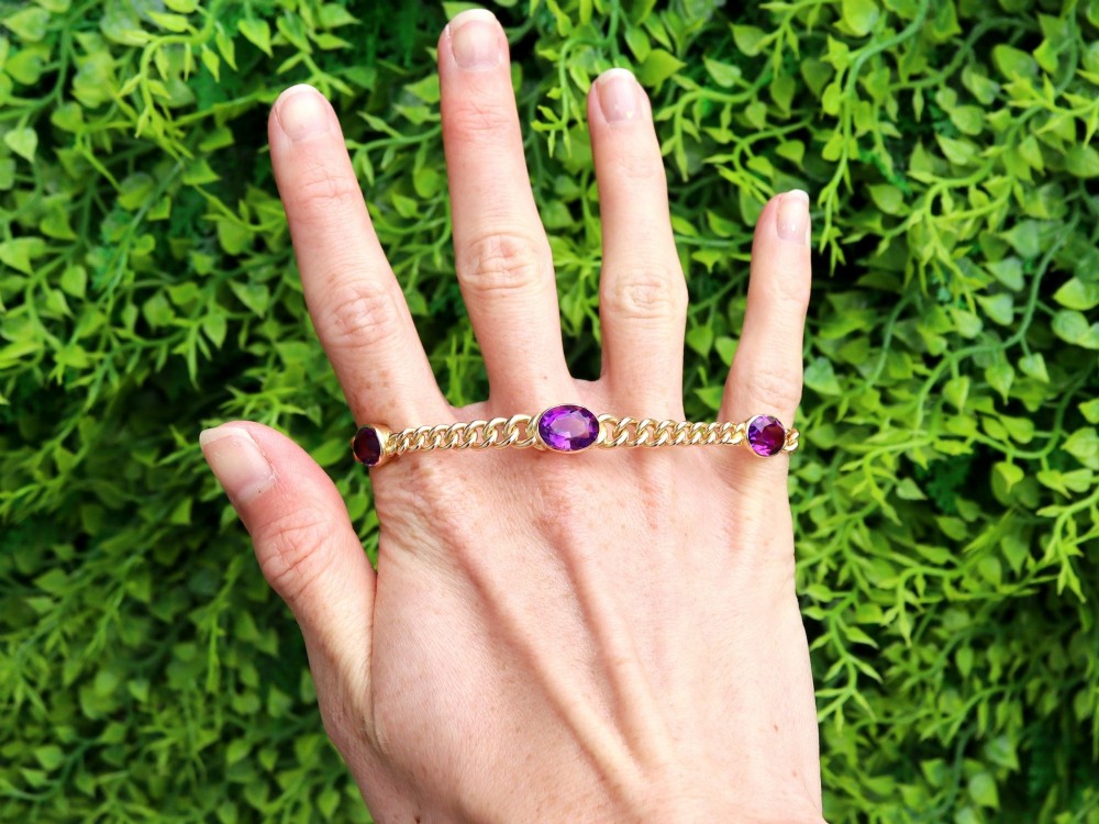 4.35ct Amethyst and 15ct Yellow Gold Bracelet - Antique Victorian View II