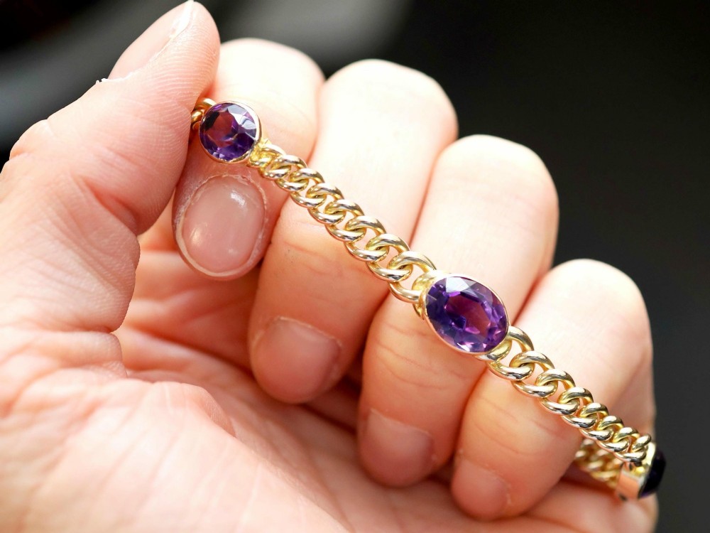 4.35ct Amethyst and 15ct Yellow Gold Bracelet - Antique Victorian View III