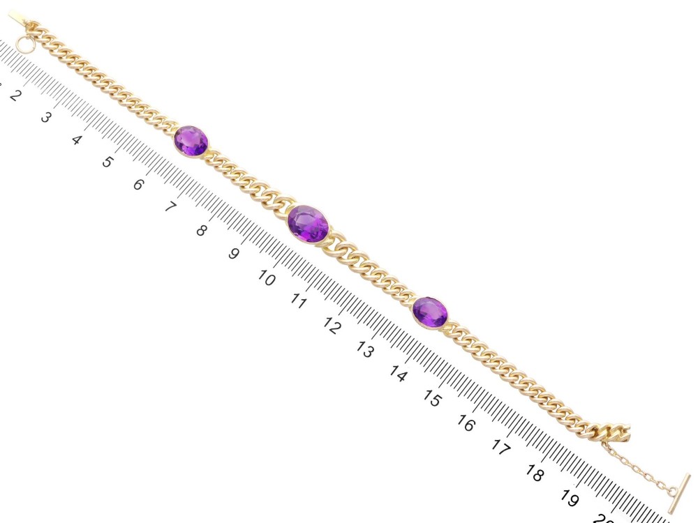 4.35ct Amethyst and 15ct Yellow Gold Bracelet - Antique Victorian View X