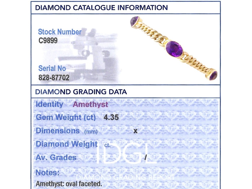 4.35ct Amethyst and 15ct Yellow Gold Bracelet - Antique Victorian View XII