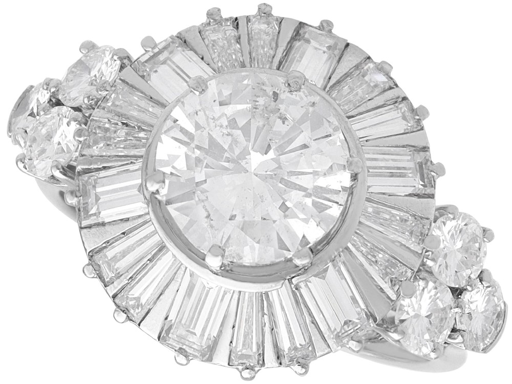 4.86ct Diamond and Platinum Ballerina Ring - Art Deco - Antique French Circa 1935