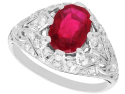 150CT BURMESE RUBY AND 066CT DIAMOND PLATINUM DRESS RING ANTIQUE CIRCA 1930