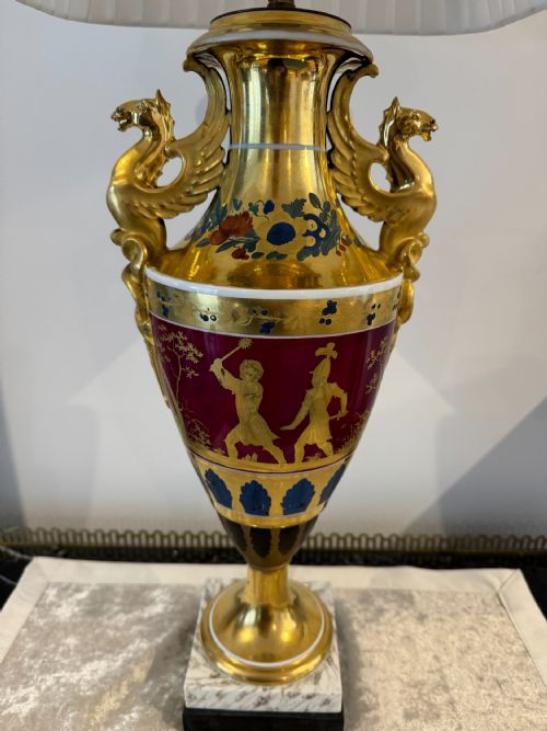 EXCEPTIONAL PARIS PORCELAIN VASE LAMP LOUIS PHILIPPE CIRCA 1835 - ADDITIONAL PHOTO 1