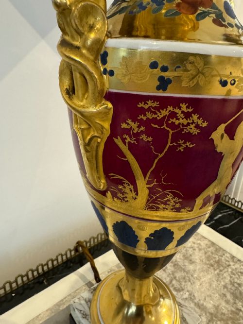 EXCEPTIONAL PARIS PORCELAIN VASE LAMP LOUIS PHILIPPE CIRCA 1835 - ADDITIONAL PHOTO 2