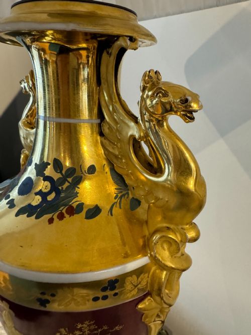 EXCEPTIONAL PARIS PORCELAIN VASE LAMP LOUIS PHILIPPE CIRCA 1835 - ADDITIONAL PHOTO 3