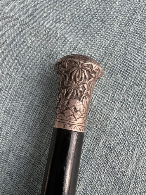ELEGANT CHINESE SILVER AND EBONISED MALACCA SWORD STICK CIRCA 1880 - ADDITIONAL PHOTO 2
