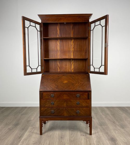 ANTIQUE EDWARDIAN BUREAU BOOKCASE IN WALNUT - ADDITIONAL PHOTO 2