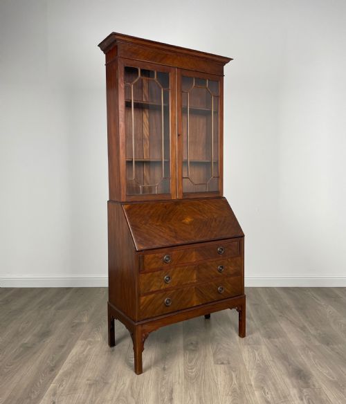 ANTIQUE EDWARDIAN BUREAU BOOKCASE IN WALNUT - ADDITIONAL PHOTO 9