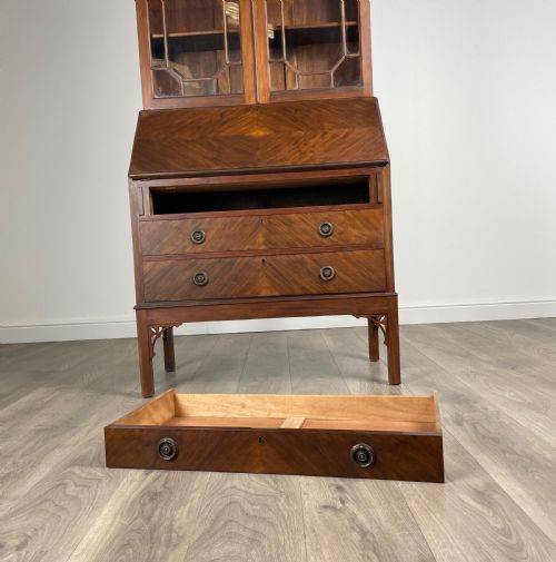 ANTIQUE EDWARDIAN BUREAU BOOKCASE IN WALNUT - ADDITIONAL PHOTO 10