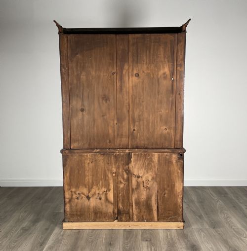 ANTIQUE 19TH CENTURY BOOKCASE ON CUPBOARD IN MAHOGANY - ADDITIONAL PHOTO 5