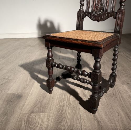 DETAILED VICTORIAN HALL CHAIR BEDROOM CHAIR IN OAK - ADDITIONAL PHOTO 2