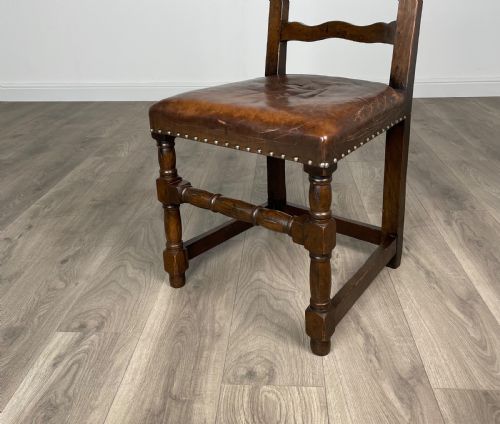 ANTIQUE SET OF 6 EDWARDIAN DINING CHAIRS IN OAK - ADDITIONAL PHOTO 3