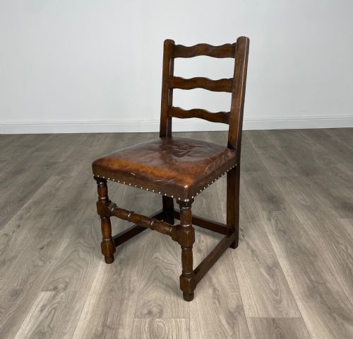 ANTIQUE SET OF 6 EDWARDIAN DINING CHAIRS IN OAK - ADDITIONAL PHOTO 5