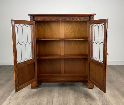 ANTIQUE EDWARDIAN DISPLAY CABINET IN OAK - ADDITIONAL PHOTO 1