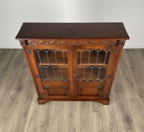 ANTIQUE EDWARDIAN DISPLAY CABINET IN OAK - ADDITIONAL PHOTO 2