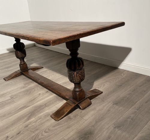 ANTIQUE 18TH CENTURY REFRACTORY STYLE DINING TABLE IN OAK - ADDITIONAL PHOTO 4