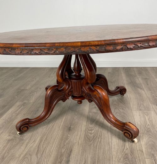 ANTIQUE 19TH CENTURY CENTRE TABLE IN BURR WALNUT - ADDITIONAL PHOTO 2