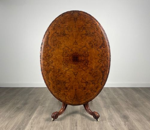 ANTIQUE 19TH CENTURY CENTRE TABLE IN BURR WALNUT - ADDITIONAL PHOTO 5