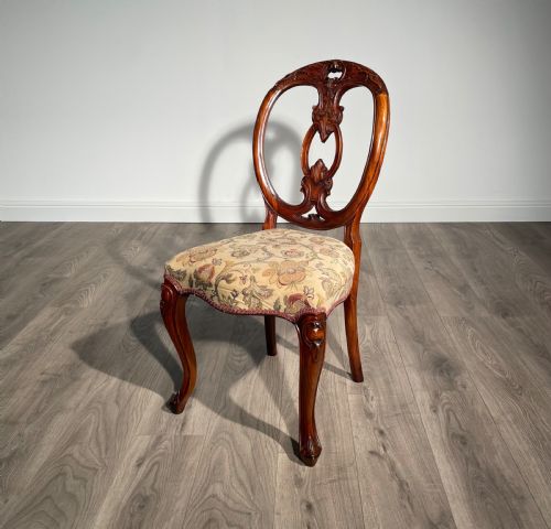 ANTIQUE 20TH CENTURY SET OF 8 CARVED DINING CHAIRS IN MAHOGANY - ADDITIONAL PHOTO 2