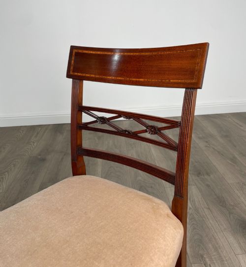 ANTIQUE 20TH CENTURY SET OF 8 INLAID DINING CHAIRS IN MAHOGANY - ADDITIONAL PHOTO 3