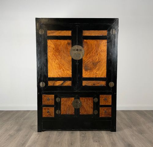 antique 19th century chinese cupboard in ebonised pine - CATEGORY: ANTIQUE CUPBOARDS - DATED 19TH CENTURY