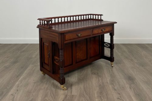 ANTIQUE EDWARDIAN LEATHER TOP DESK IN MAHOGANY - ADDITIONAL PHOTO 6