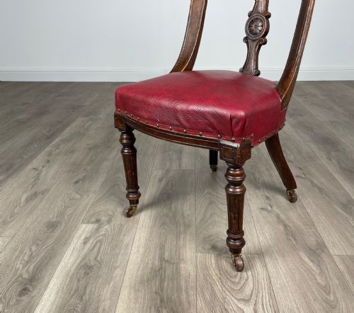 ANTIQUE SET OF 6 EDWARDIAN DINING CHAIRS IN OAK - ADDITIONAL PHOTO 4