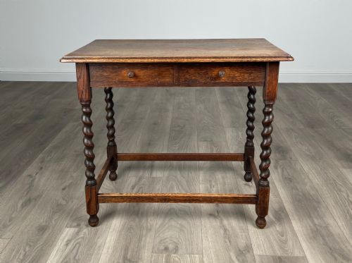 ANTIQUE 20TH CENTURY OAK BARLEY TWIST SIDE TABLE - ADDITIONAL PHOTO 1