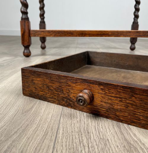 ANTIQUE 20TH CENTURY OAK BARLEY TWIST SIDE TABLE - ADDITIONAL PHOTO 4