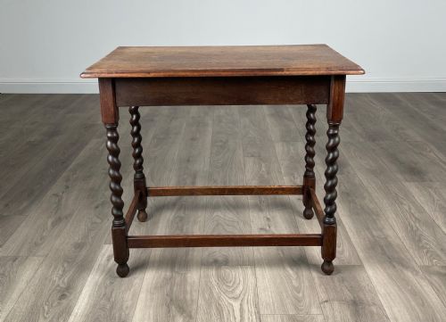 ANTIQUE 20TH CENTURY OAK BARLEY TWIST SIDE TABLE - ADDITIONAL PHOTO 5