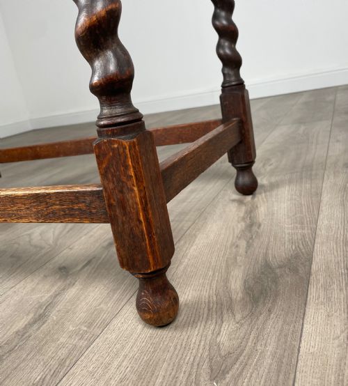 ANTIQUE 20TH CENTURY OAK BARLEY TWIST SIDE TABLE - ADDITIONAL PHOTO 6