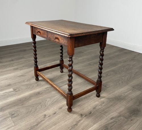 ANTIQUE 20TH CENTURY OAK BARLEY TWIST SIDE TABLE - ADDITIONAL PHOTO 8