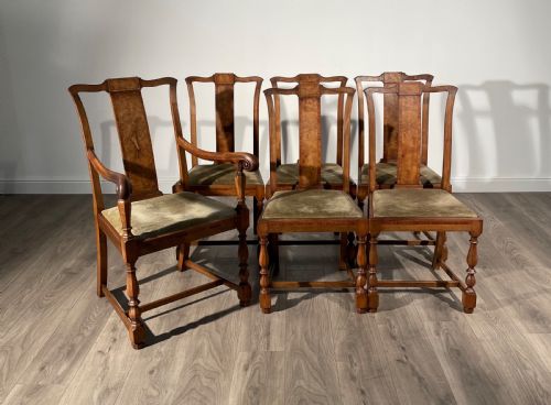 antique 19th century set of 6 dining chairs in walnut - CATEGORY: ANTIQUE CHAIRS - DATED 19TH CENTURY