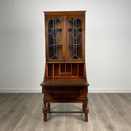 ANTIQUE EDWARDIAN BUREAU BOOKCASE IN OAK - ADDITIONAL PHOTO 1
