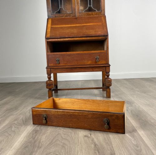 ANTIQUE EDWARDIAN BUREAU BOOKCASE IN OAK - ADDITIONAL PHOTO 11