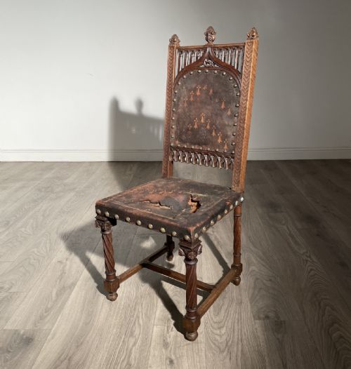 antique 18th century gothic style bedroom chair hall chair - CATEGORY: ANTIQUE CHAIRS - DATED GEORGIAN