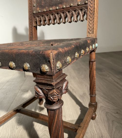 ANTIQUE 18TH CENTURY GOTHIC STYLE BEDROOM CHAIR HALL CHAIR - ADDITIONAL PHOTO 4