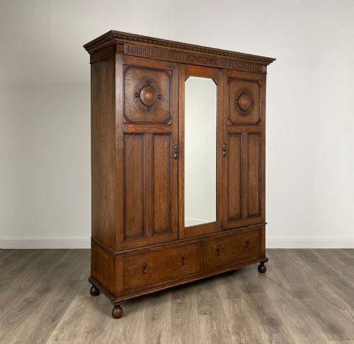 LARGE 20TH CENTURY EDWARDIAN WARDROBE IN OAK - ADDITIONAL PHOTO 8